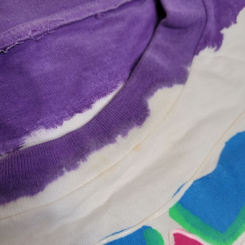 VINTAGE 90s tie dye purple‎ beach seashell graphic short sleeve tee shirt XL - Picture 4 of 9